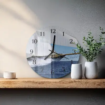 Klok glas met opdruk rond Zeilboot