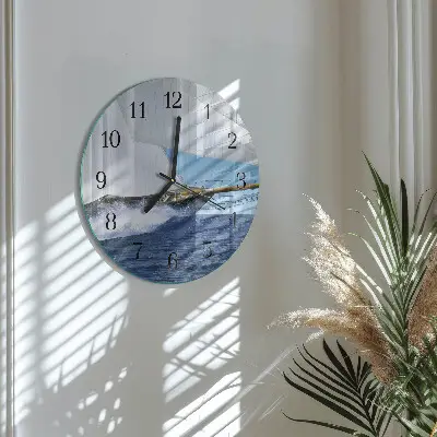 Klok glas met opdruk rond Zeilboot