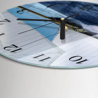 Klok glas met opdruk rond Zeilboot