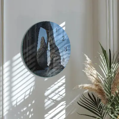 Ronde glazen wandklok Steen