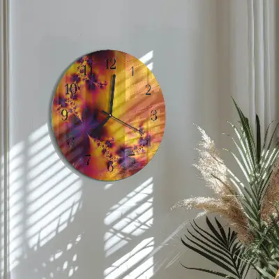 Wandklok glas decoratie rond Bloemen
