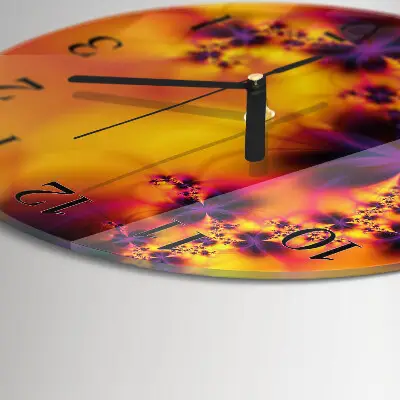 Wandklok glas decoratie rond Bloemen