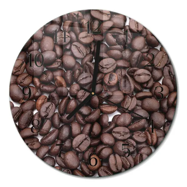 Ronde glazen wandklok Koffiebonen