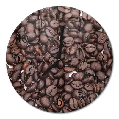 Ronde glazen wandklok Koffiebonen