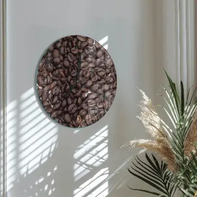Ronde glazen wandklok Koffiebonen