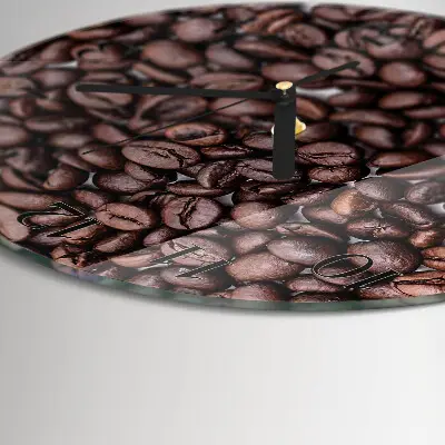 Ronde glazen wandklok Koffiebonen