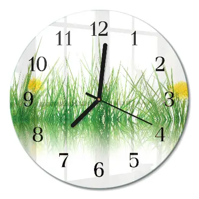 Wandklok glas decoratie rond Gras