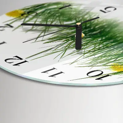 Wandklok glas decoratie rond Gras
