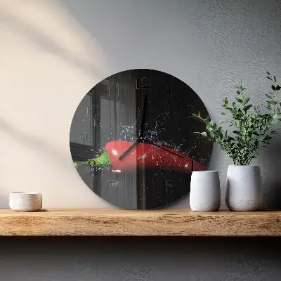 Ronde glazen klok Chilipepers