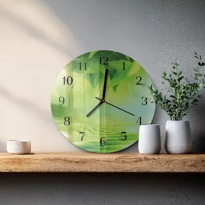 Ronde glas klok Bladeren