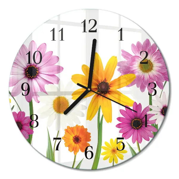 Klok glas met opdruk rond Bloemen