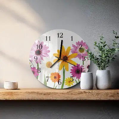 Klok glas met opdruk rond Bloemen