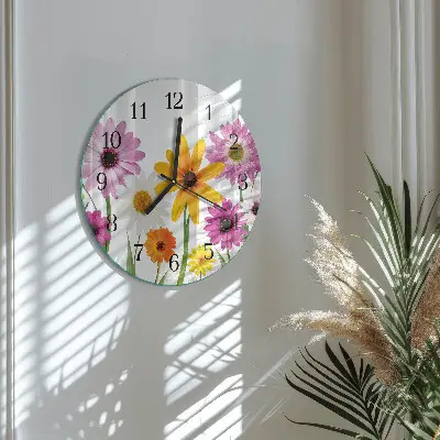 Klok glas met opdruk rond Bloemen