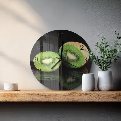 Ronde glas klok Kiwi