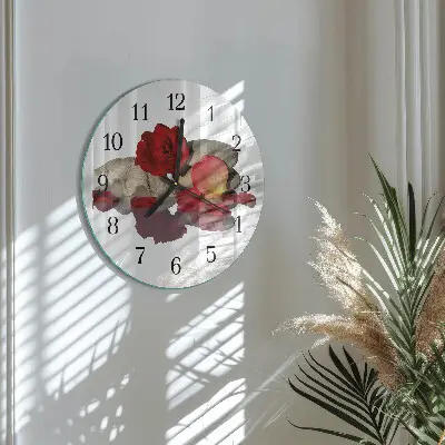 Klok glas met opdruk rond Kom met rozen