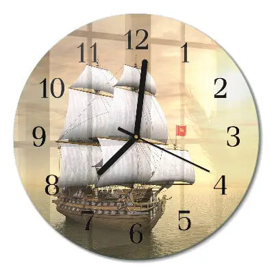 Wandklok glas decoratie rond Schip