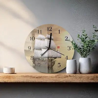 Wandklok glas decoratie rond Schip