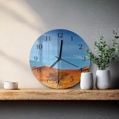 Ronde glazen wandklok Woestijn