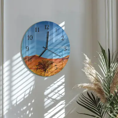 Ronde glazen wandklok Woestijn