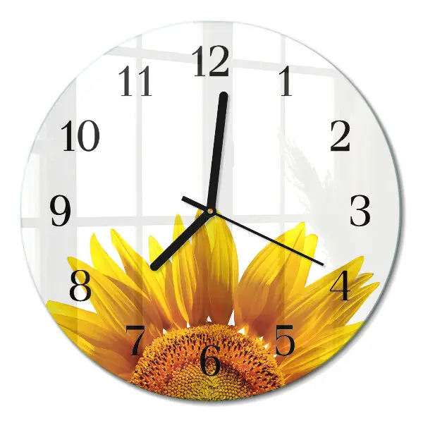 Wandklok glas decoratie rond Bloem
