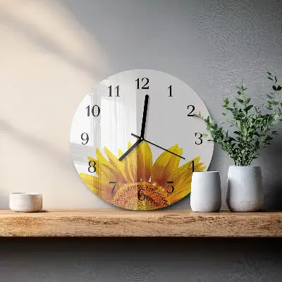 Wandklok glas decoratie rond Bloem