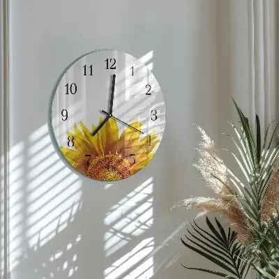 Wandklok glas decoratie rond Bloem