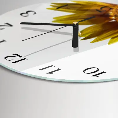 Wandklok glas decoratie rond Bloem