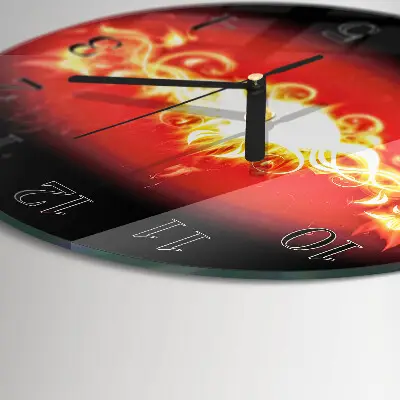 Wandklok glas decoratie rond Vuurbloem