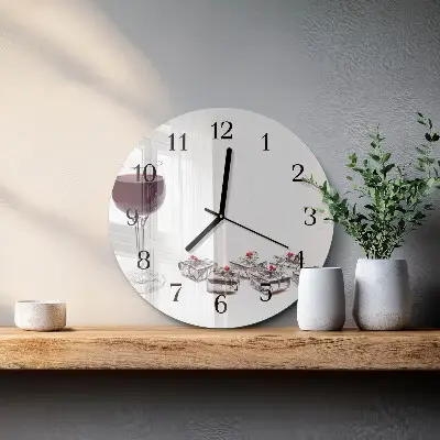 Klok glas met opdruk rond Een glas wijn