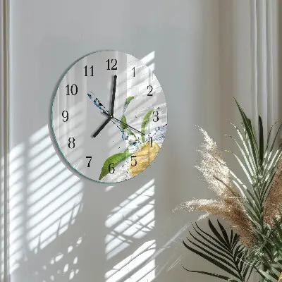 Ronde glazen wandklok Citrus