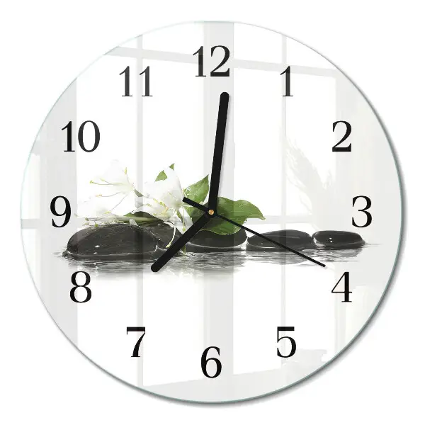 Wandklok glas decoratie rond Zen-stenen