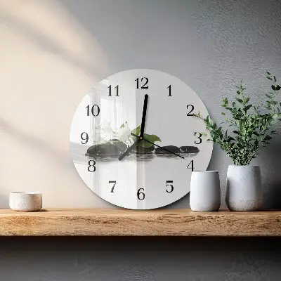 Wandklok glas decoratie rond Zen-stenen