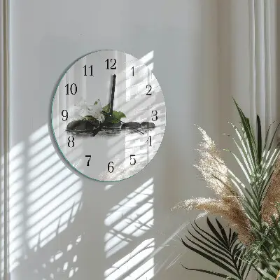 Wandklok glas decoratie rond Zen-stenen