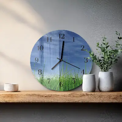 Ronde glazen klok Gras