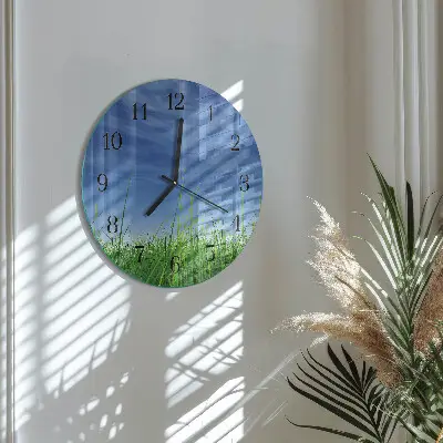 Ronde glazen klok Gras