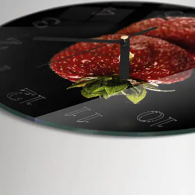 Ronde glazen wandklok Aardbei
