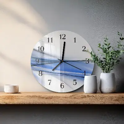 Ronde glazen wandklok Abstracte lijnen