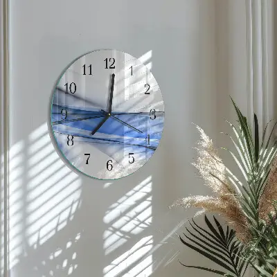 Ronde glazen wandklok Abstracte lijnen