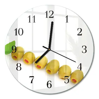 Wandklok glas decoratie rond Olijven