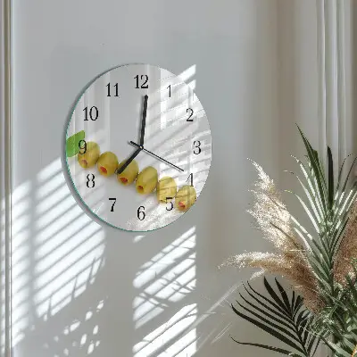 Wandklok glas decoratie rond Olijven