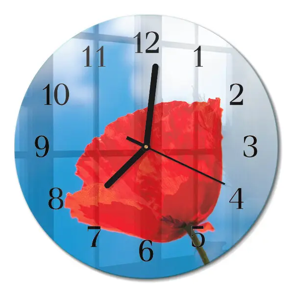 Ronde glas klok Papaver