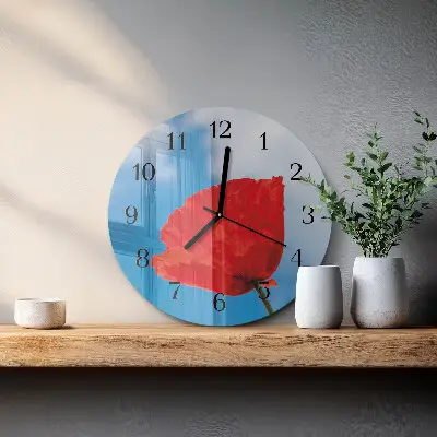 Ronde glas klok Papaver