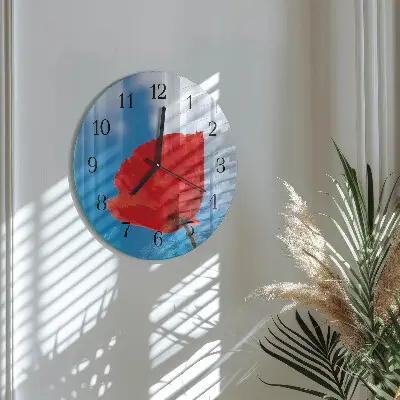 Ronde glas klok Papaver
