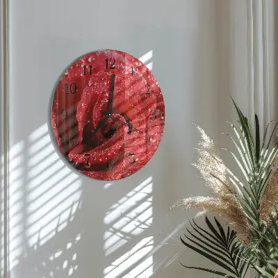 Ronde glazen wandklok Roos