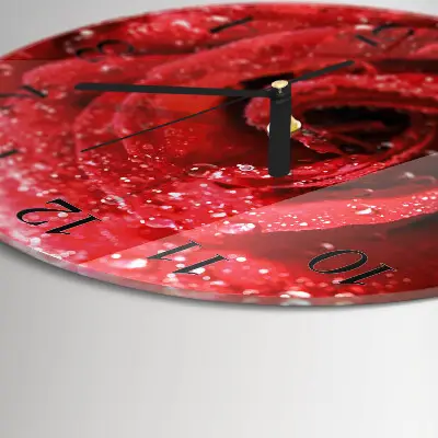 Ronde glazen wandklok Roos