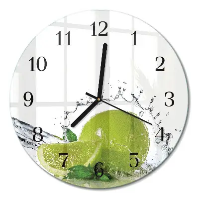 Wandklok glas decoratie rond Water met kalk