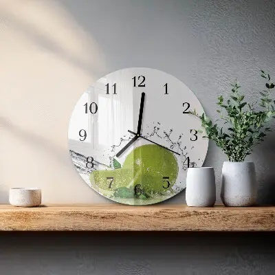 Wandklok glas decoratie rond Water met kalk