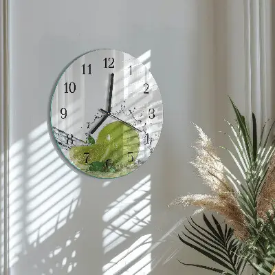 Wandklok glas decoratie rond Water met kalk