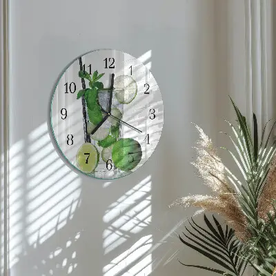 Klok glas met opdruk rond Limoen en munt