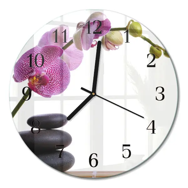 Ronde glazen klok Orchidee